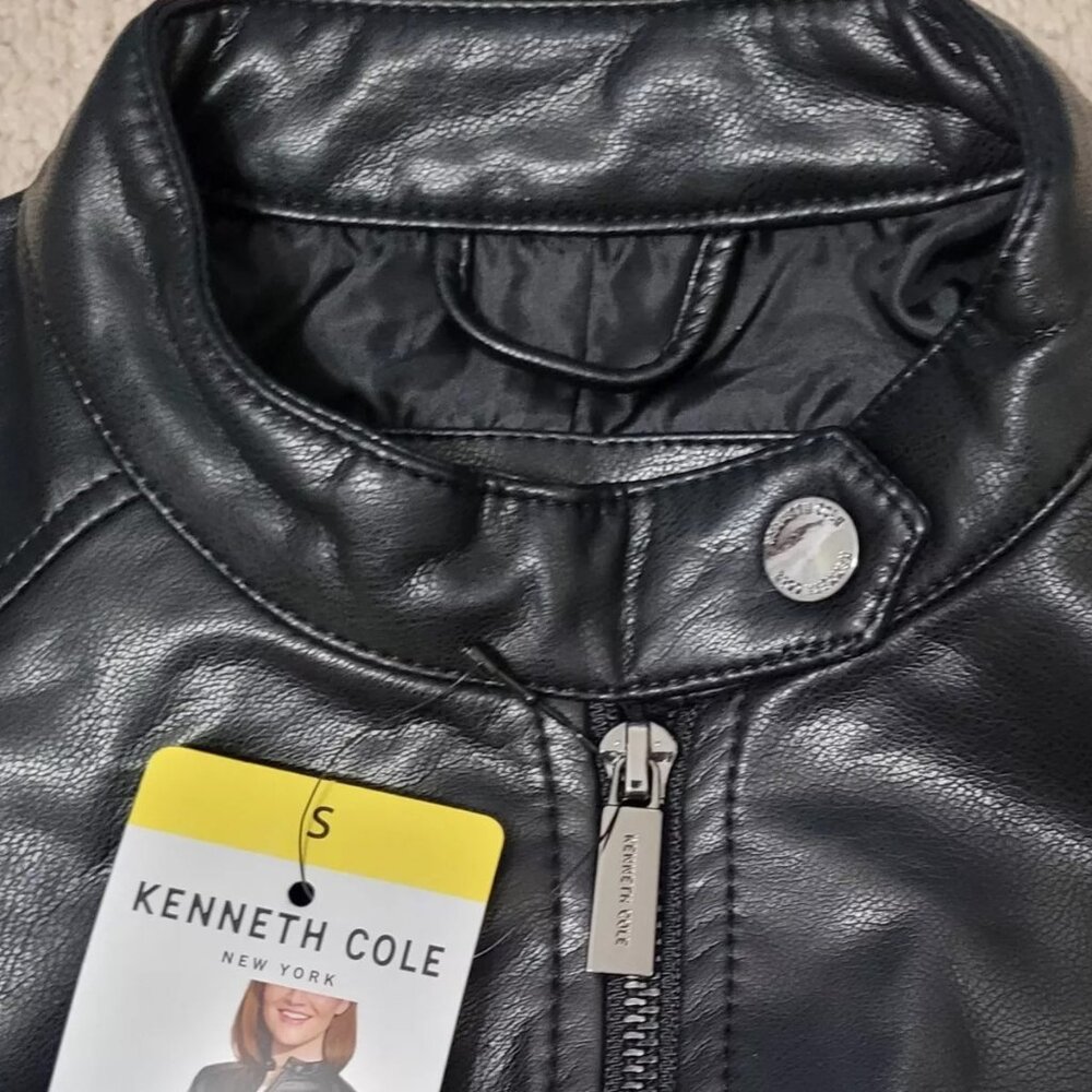Women's Kenneth Cole Faux Leather Jacket - Black - Size Small - Picture 3 of 9